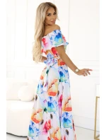 194-5 Dlhé letné šaty s kvetinovým pásom ? 194-5 Dlhé letné šaty s kvetinovým pásom ?