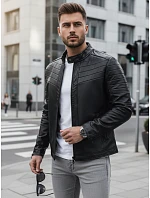 Pánska kožená bunda čierna FashionStreet TX4243