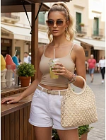 Dámske biele džínsové šortky FashionStreet SY0524