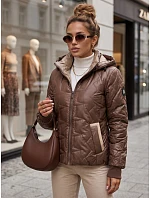 Dámska prechodná bunda s odnímateľnou kapucňou, hnedá, FashionStreet TY5779 Dámska prechodná bunda s odnímateľnou kapucňou, hnedá, FashionStreet TY5779