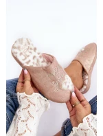 Błyszczące Kapcie Damskie Różowe Geraja