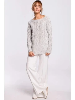 Sveter s výstrihom Bateau M511 sivý - Moe