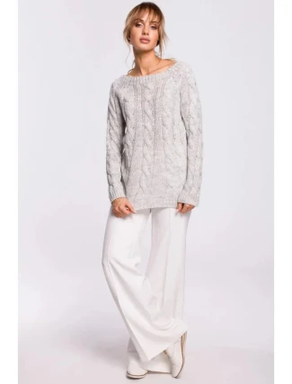 Sveter s výstrihom Bateau M511 sivý - Moe