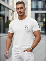 Pánske bavlnené tričko s malým potlačou, biele, FashionStreet NX5131R Pánske bavlnené tričko s malým potlačou, biele, FashionStreet NX5131R