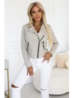 481-4 Semišové ramonesky s dlhými rukávmi a zipsami - svetlo béžové