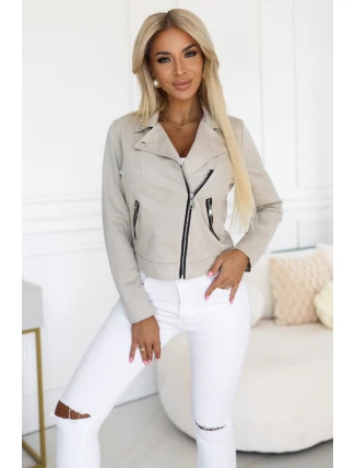 481-4 Semišové ramonesky s dlhými rukávmi a zipsami - svetlo béžové