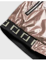 Krátka béžová dámska bunda s kapucňou (B9787-12)