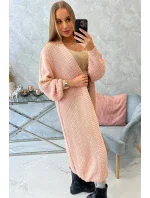 Sveter dlhý kardigan svetlo púdrovo ružový