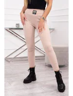 Pruhované legíny s vysokým pásom svetlo béžovej