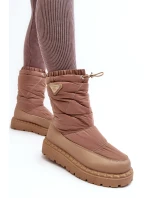 Śniegowce Damskie Na Grubej Podeszwie Ciemnobeżowe Lureta