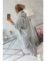 Zateplený set s mikinou s kapucňou šedý