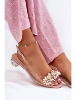 Transparentne Sandały Na Niskim Obcasie Ze Zdobieniem D&A MR51-709 Różowe