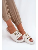 Klapki Damskie Piankowe Z Przypinkami Vinceza 76055 Białe