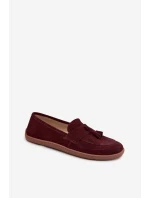 Kožené semišové barefoot mokasíny Zazoo 322 burgundy
