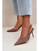 Dámske semišové sandále na podpätku v khaki farbe Cassy Dámske semišové sandále na podpätku v khaki farbe Cassy