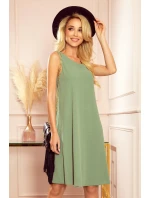 VICTORIA - dámske trapézové šaty v olivovej farbe 296-6