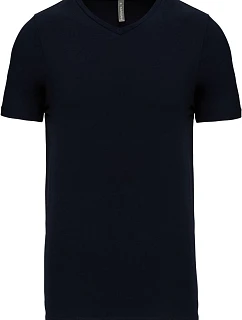 Kariban K 3014 Pánske elastické tričko s výstrihom do V 20.3014 tmavomodré