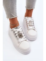 Sneakersy Damskie Z Ozdobą Białe Celedria
