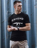 Pánske bavlnené tričko s potlačou čierne FashionStreet RX5579