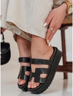 Dámske žabky na suchý zips PLATFOR black FashionStreet ZY0867 Dámske žabky na suchý zips PLATFOR black FashionStreet ZY0867