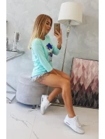 Blúzka s 3D grafikou so zirkónmi mint Blúzka s 3D grafikou so zirkónmi mint