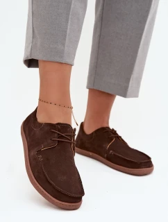 Półbuty Damskie Typu Barefoot Z Naturalnego Zamszu Zazoo 327 Czekoladowe