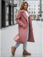 Dámsky dlhý kabát z ovčej kože ružový FashionStreet NY0755z