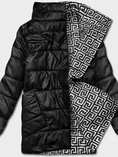 Čierna dámska preložená obálková bunda (B8066-1026)