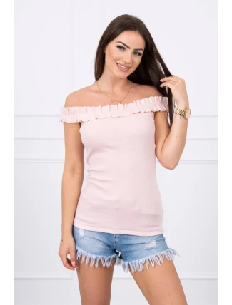 Trblietavá blúzka s volánikmi púdrovo ružová