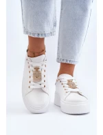 Sneakersy Damskie Z Ozdobą Białe Celedria