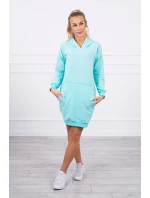 Šaty s kapucňou v mätovej farbe