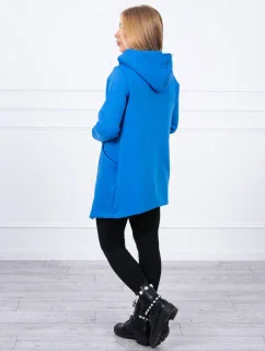 Zateplená mikina s asymetrickým zipsom nevädzovo modrá