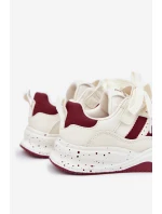 Sneakersy Dziecięce Na Platformie Beżowo-Bordowe Grellio