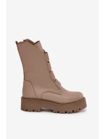 Dámske členkové topánky na platforme z pravej kože Zazoo 3795 beige Dámske členkové topánky na platforme z pravej kože Zazoo 3795 beige