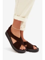 Dámské sandály Zazoo 3196 z přírodního semiše Čokoládové