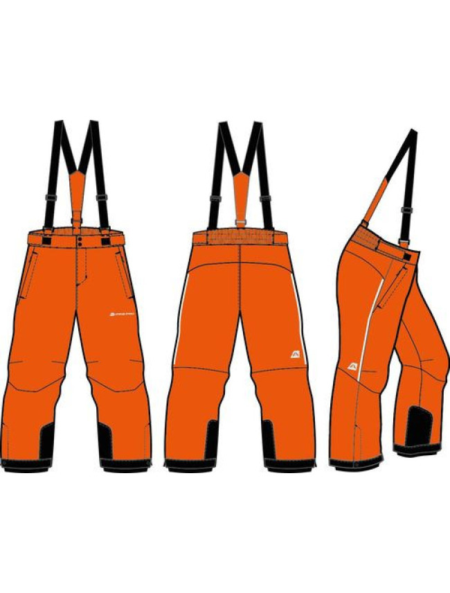 Detské lyžiarske nohavice s membránou ptx ALPINE PRO LERMONO neónovo oranžové