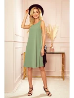 VICTORIA - dámske trapézové šaty v olivovej farbe 296-6