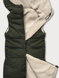 Obojstranná dámska vesta typu "lamb" v army farbe J Style (16M9166-136)
