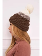 Fleecová čiapka Ilona K218 cappuccino+ecru