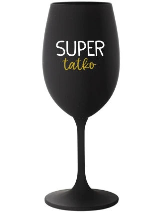 SUPER TÁTA - čierny pohár na víno 350 ml