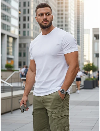 Pánske klasické biele tričko FashionStreet RX5674