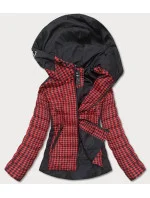 Čierno-červená dámska vzorovaná bunda (W716-1)