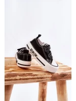 Dziecięce Materiałowe Trampki Na Rzep BIG STAR KK374074 Czarno-Białe