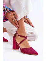 Modne Błyszczące Czółenka Na Słupku Fuksja Galaxy