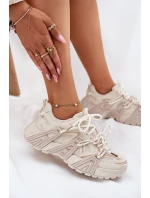Sneakersy Buty Sportowe Damskie Beżowe Tonelli