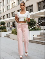 Dámske džínsy s vysokým pásom a širokými nohavicami ružové FashionStreet UY2966