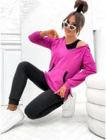 Trojdielna bavlnená športová súprava Fuchsia (783)