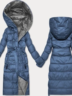 Obojstranná modro-šedá pruhovaná zimná bunda Minority (M2-6519-30+61)