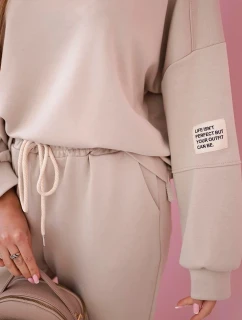 Súprava tepláky + nohavice maslová látka béžová