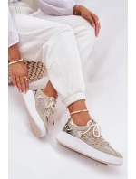 Buty Sportowe Damskie Z Siateczką I Ćwiekami Beżowe Ogalda